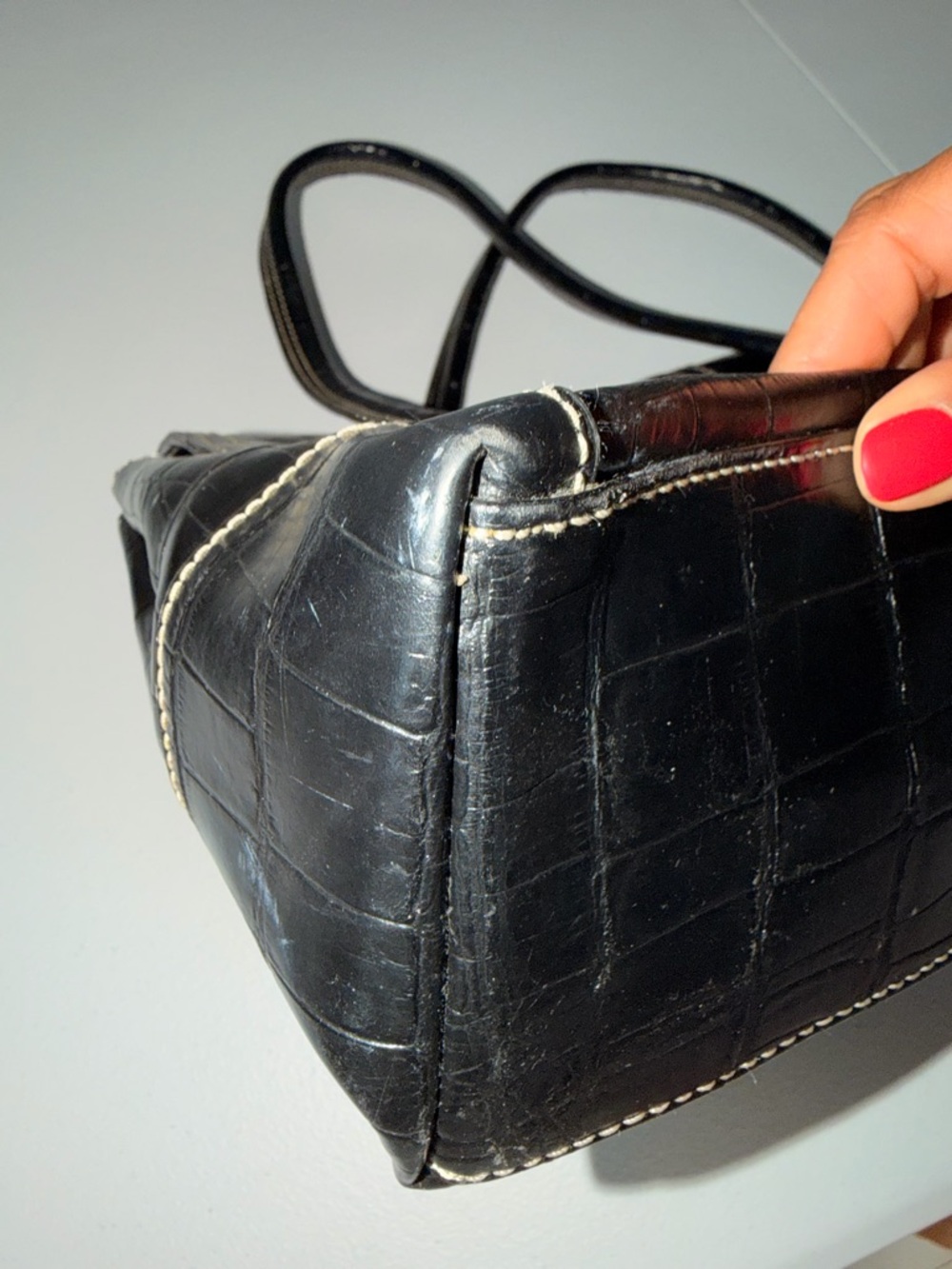 Liz Claiborne Black Croc-Embossed Shoulder Tote - Picture 4 of 16